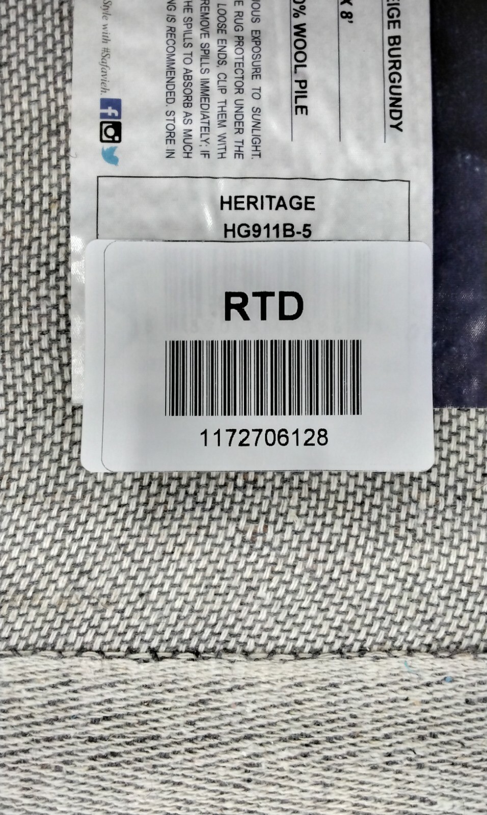 BEIGE / BURGUNDY 5′ X 8′ Pulled Threads Rug, Reduced Price 1172706128 HG911B-5