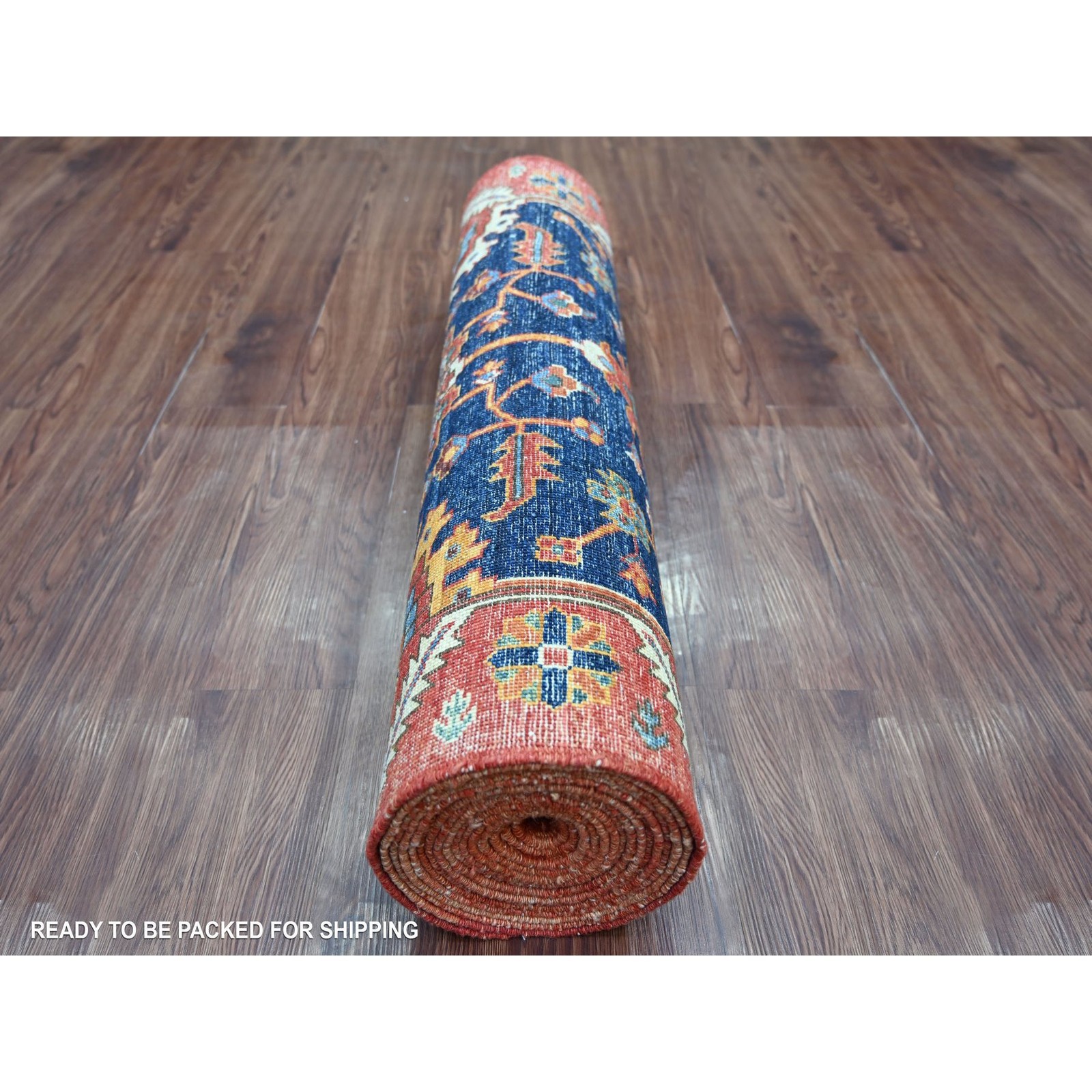 3’1″x19’6″ Yale Blue Heris All Over Design Wool Hand Knotted Runner Rug 21216