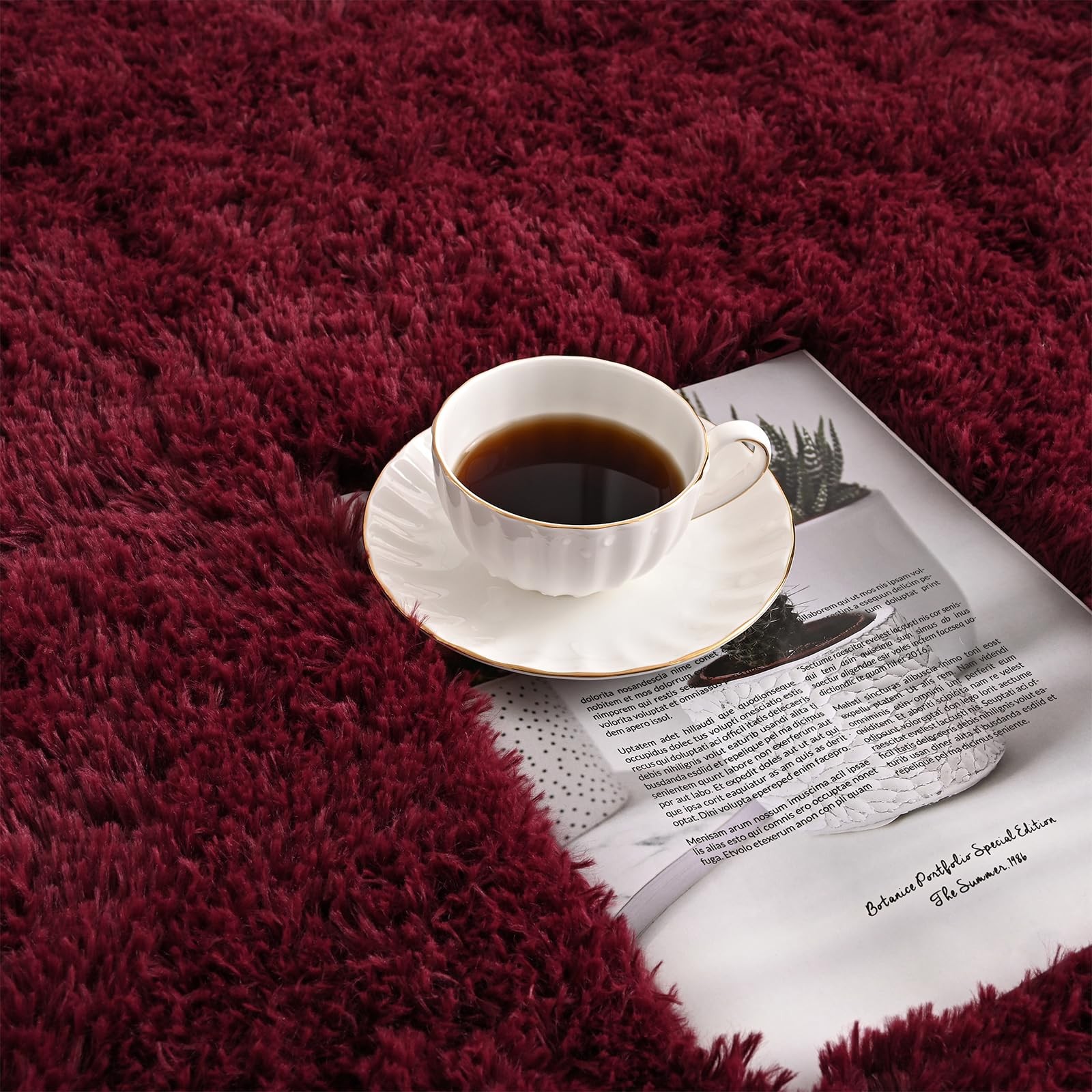 Burgundy Red Runner Area Rugs for Bedroom Living Room, 2×6 Feet Fluffy Bedsid…