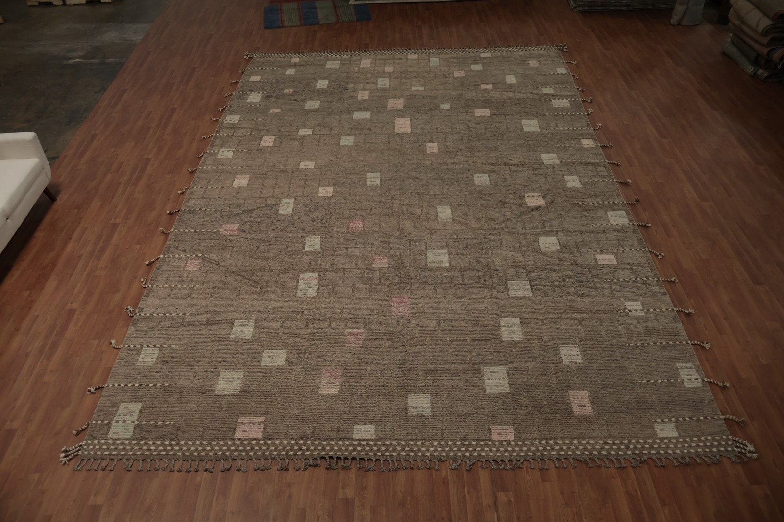 Handmade Moroccan Large Modern Rug 12×18 Brown Wool Contemporary Oriental Carpet