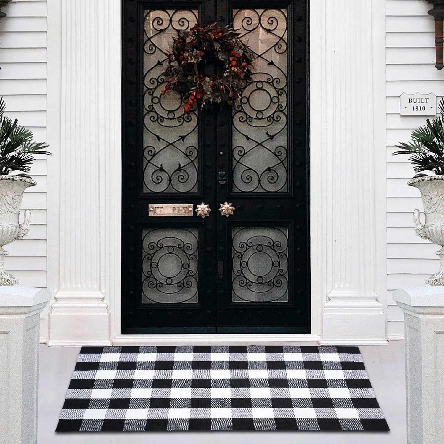 Buffalo Plaid Area Rug – 27.5X43 Inches, Black and White Checkered, Washable Cot