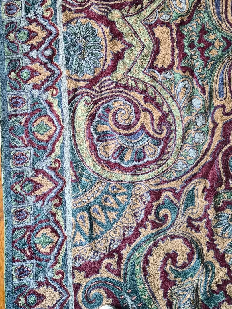 Ralph Lauren Elizabeth Paisley 100% Wool Handmade Chainstitch Rug – 6′ x 9′ **