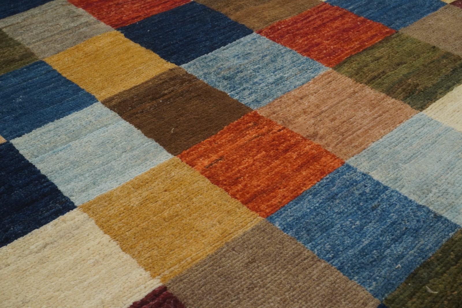 4×6 ft Check Gabbeh Multicolor Afghan Hand Knotted Wool Area Rug
