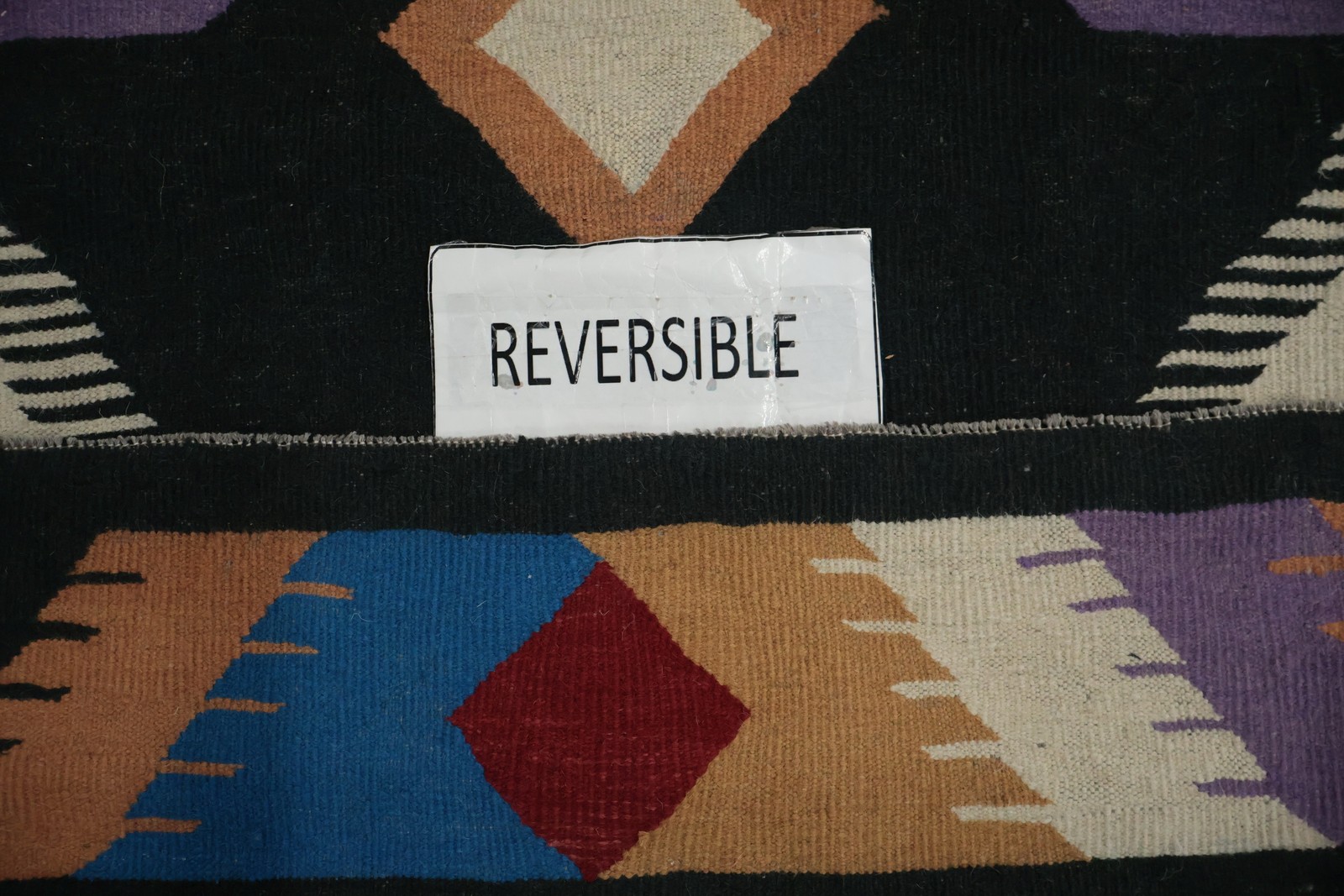 Geometric Beauty Woven Kilim Rug 12×15 Palace Size Hand-made Reversible Carpet