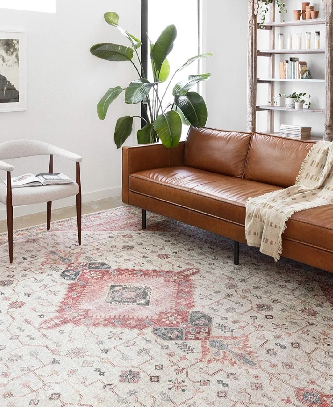 Loloi II Skye Collection SKY-02 Ivory/Berry 5′-0″ x 7′-6″ Area Rug