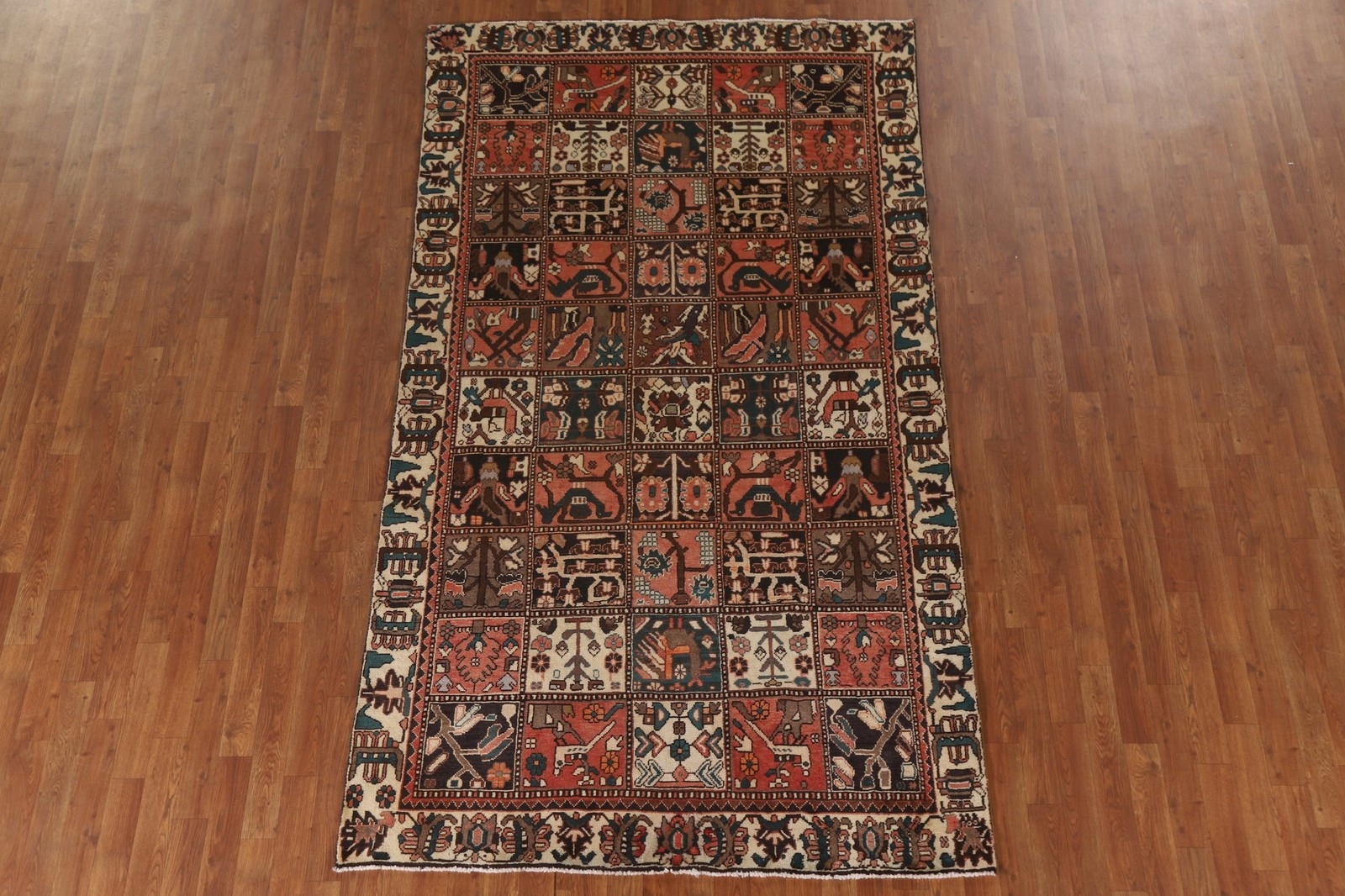 Garden Design Living Room Area Rug 5×9 Vintage Wool Hand-made Traditional Carpet