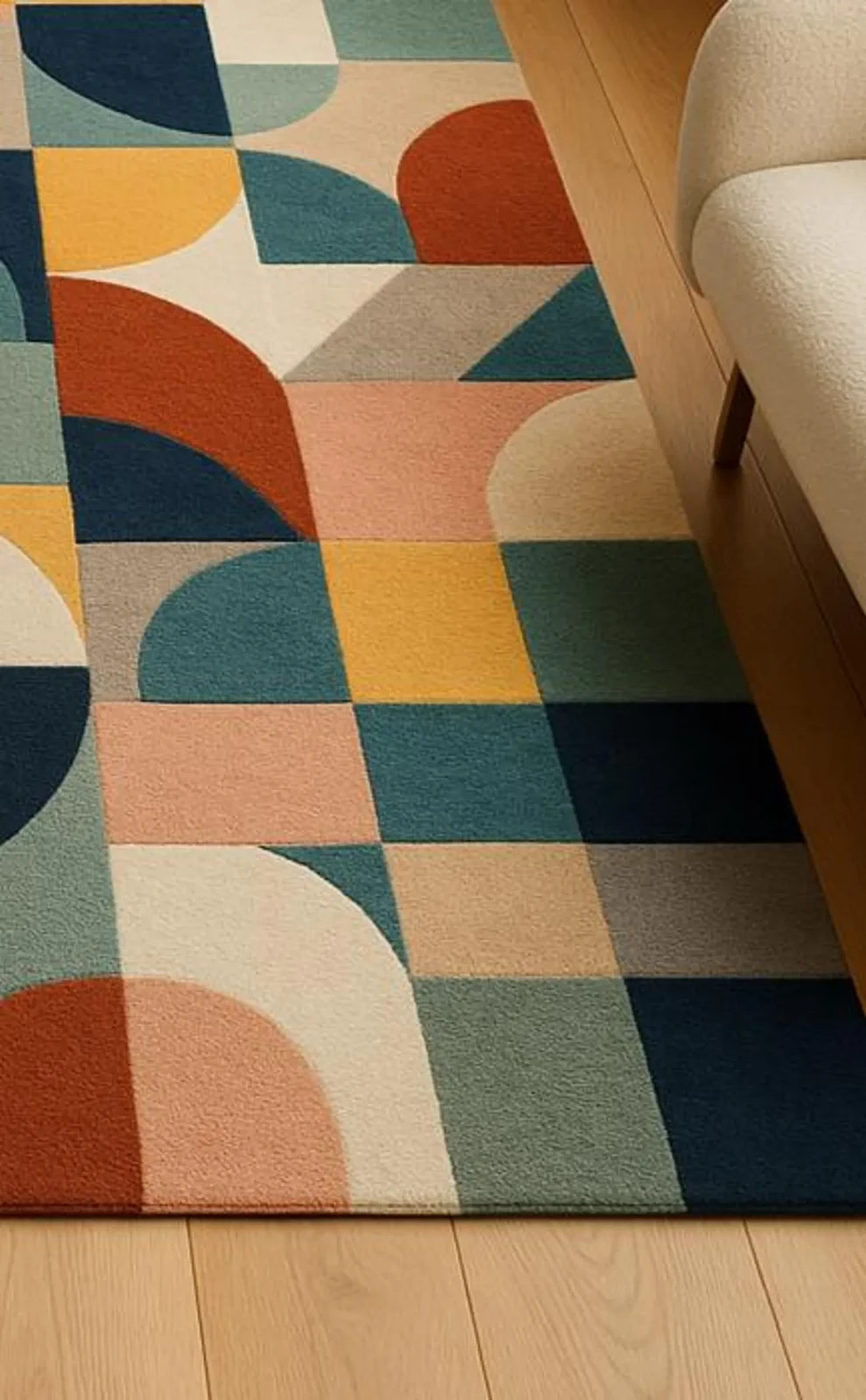 Modern Geometric Area Rug – Colorful Abstract Living Room, Bedroom Carpet