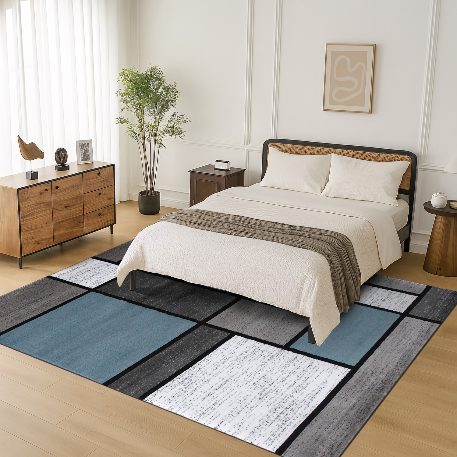 Rugshop Area Rug Contemporary Modern Boxed Color Block Rug Living Room Rugs 8×10