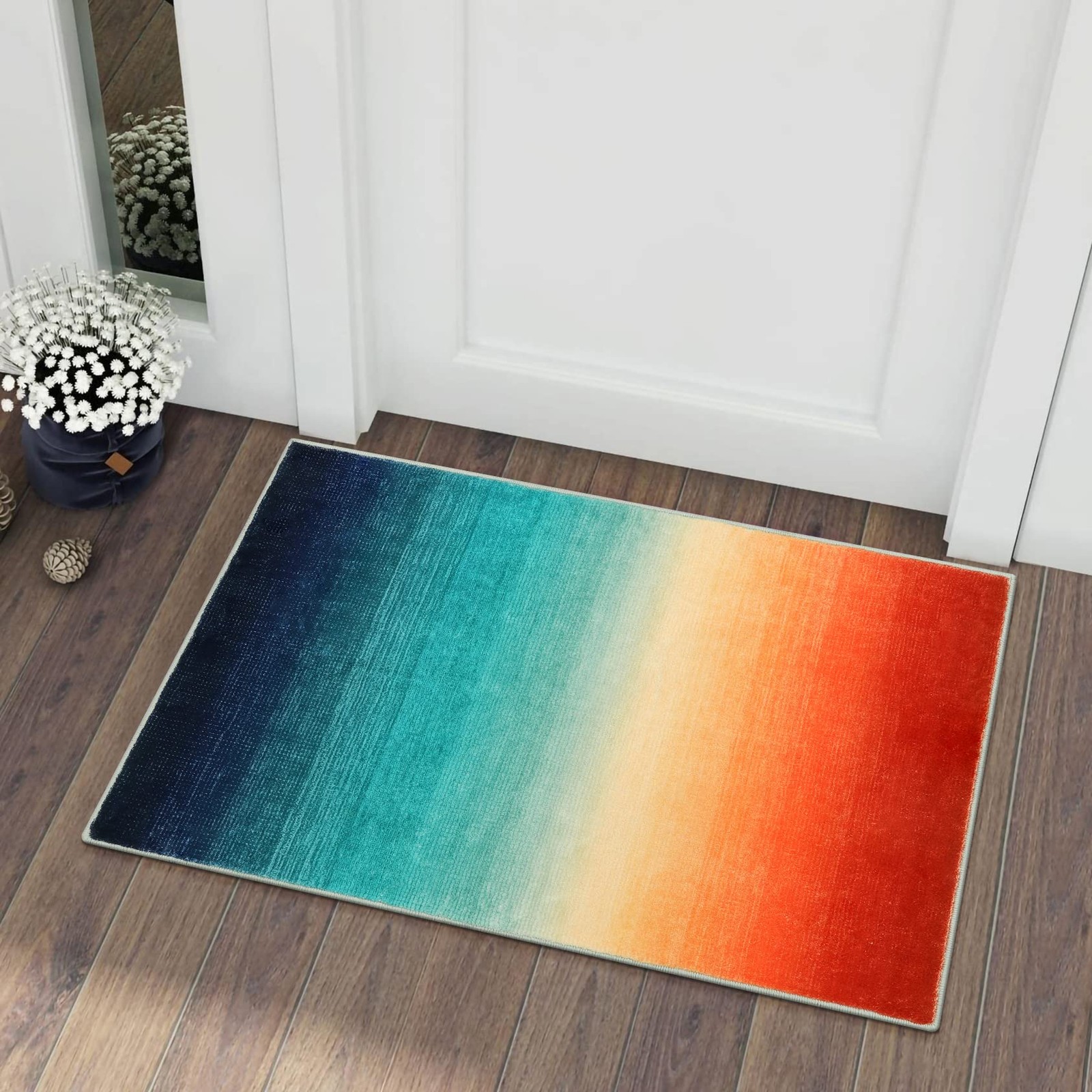 2×3 Ft Colorful Rainbow Bathroom Rugs Modern Ombre Kitchen Sink Accent Mat