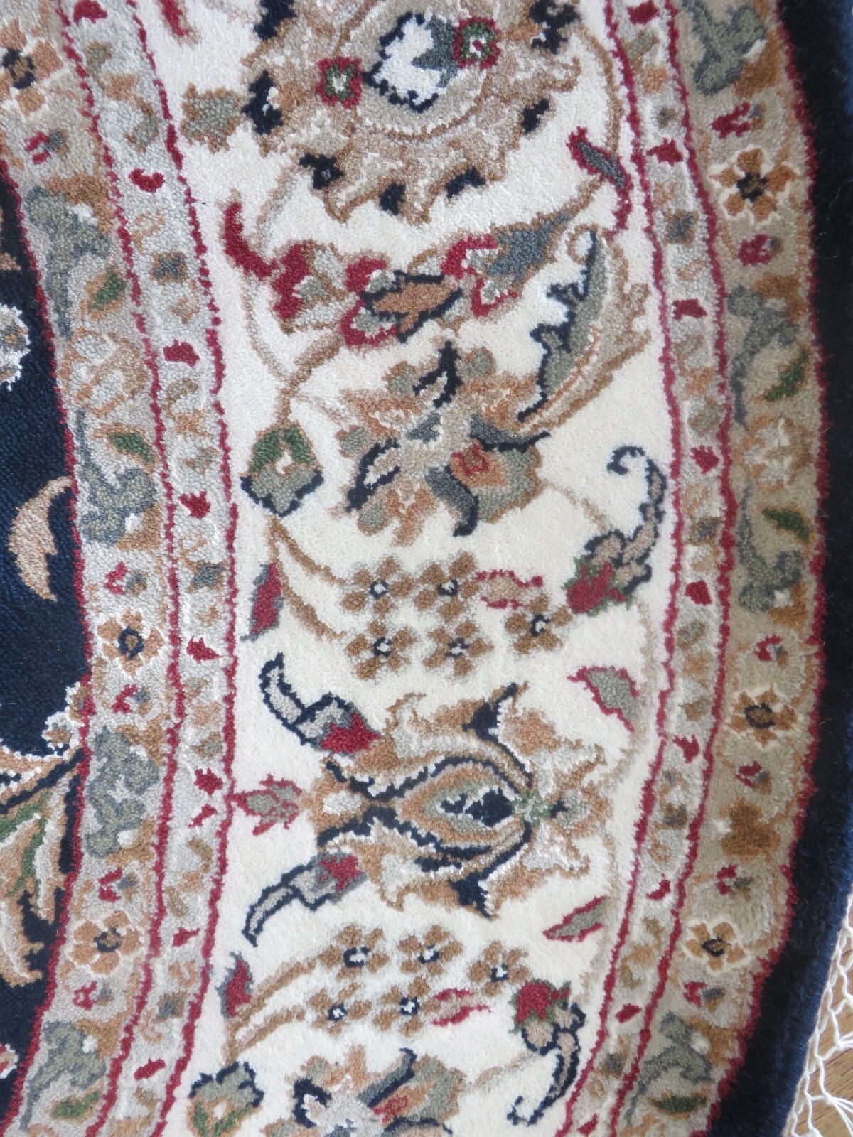 6 x 6 Round Hand Knotted Navy Blue Nain With Silk Oriental Rug G14106
