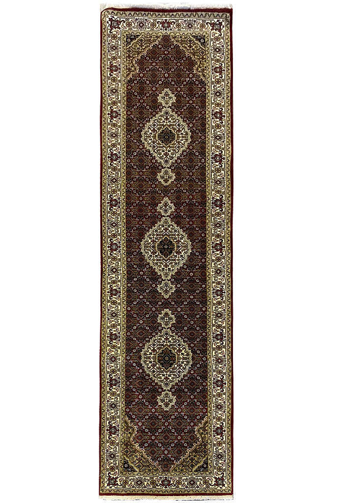 3×10 RUNNER Wool and Silk Mahii Tabriiz Finely Handmade Rug # F-6505