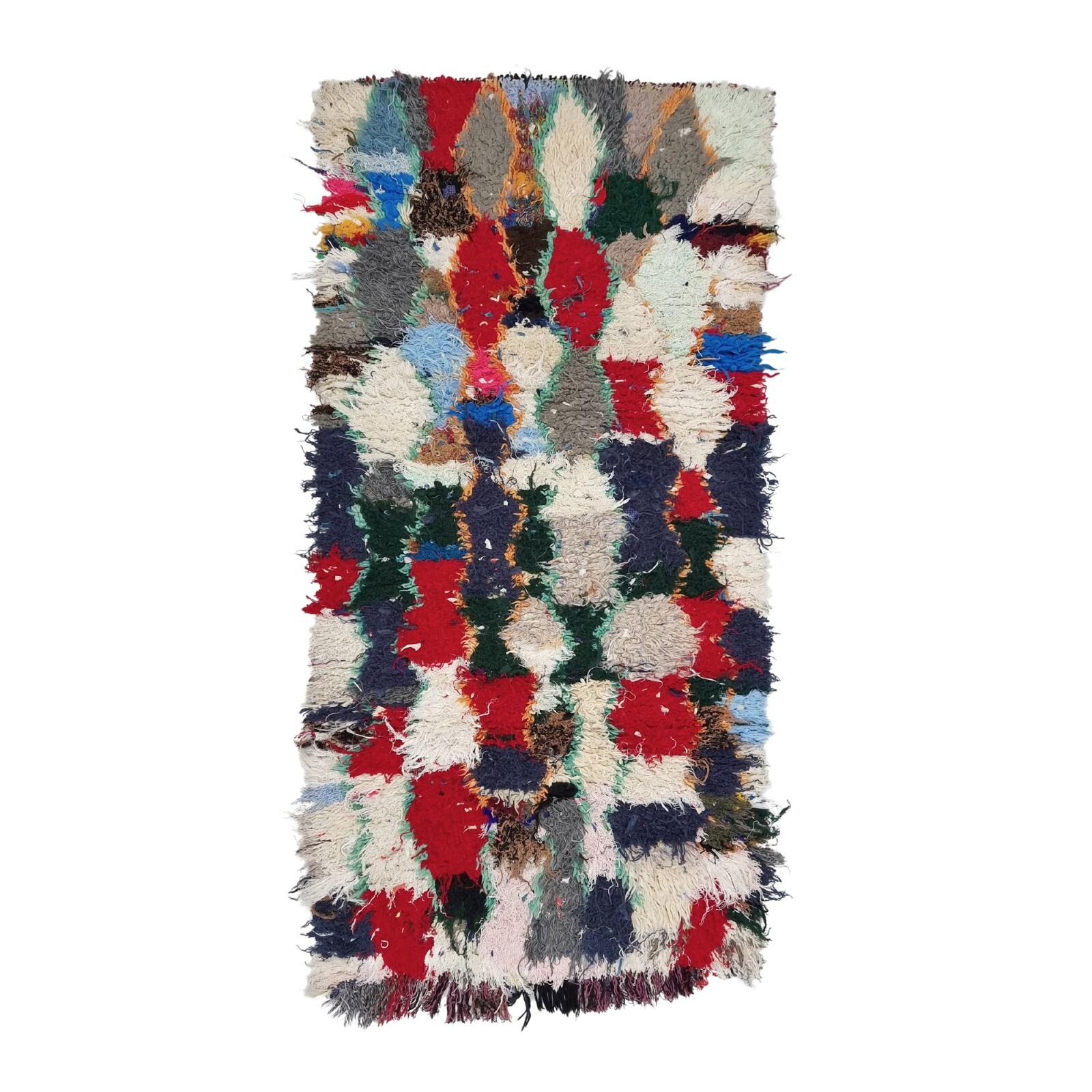 Moroccan Handmade Vintage Rug 2’9×6’5 Berber Geometric Red & Purpule Cotton Rug