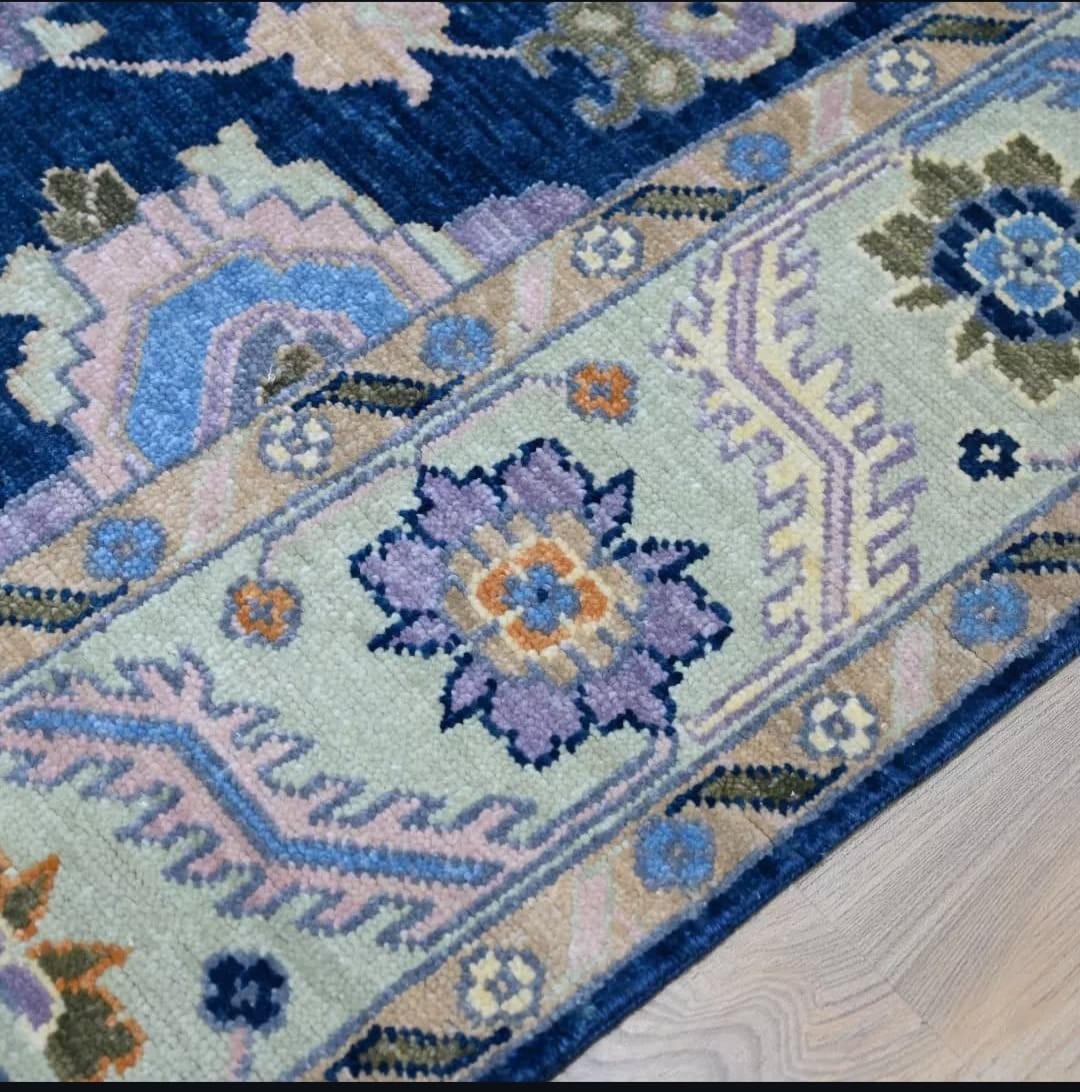 Turkish Oushak Hand knotted 100% Wool Flat Piled