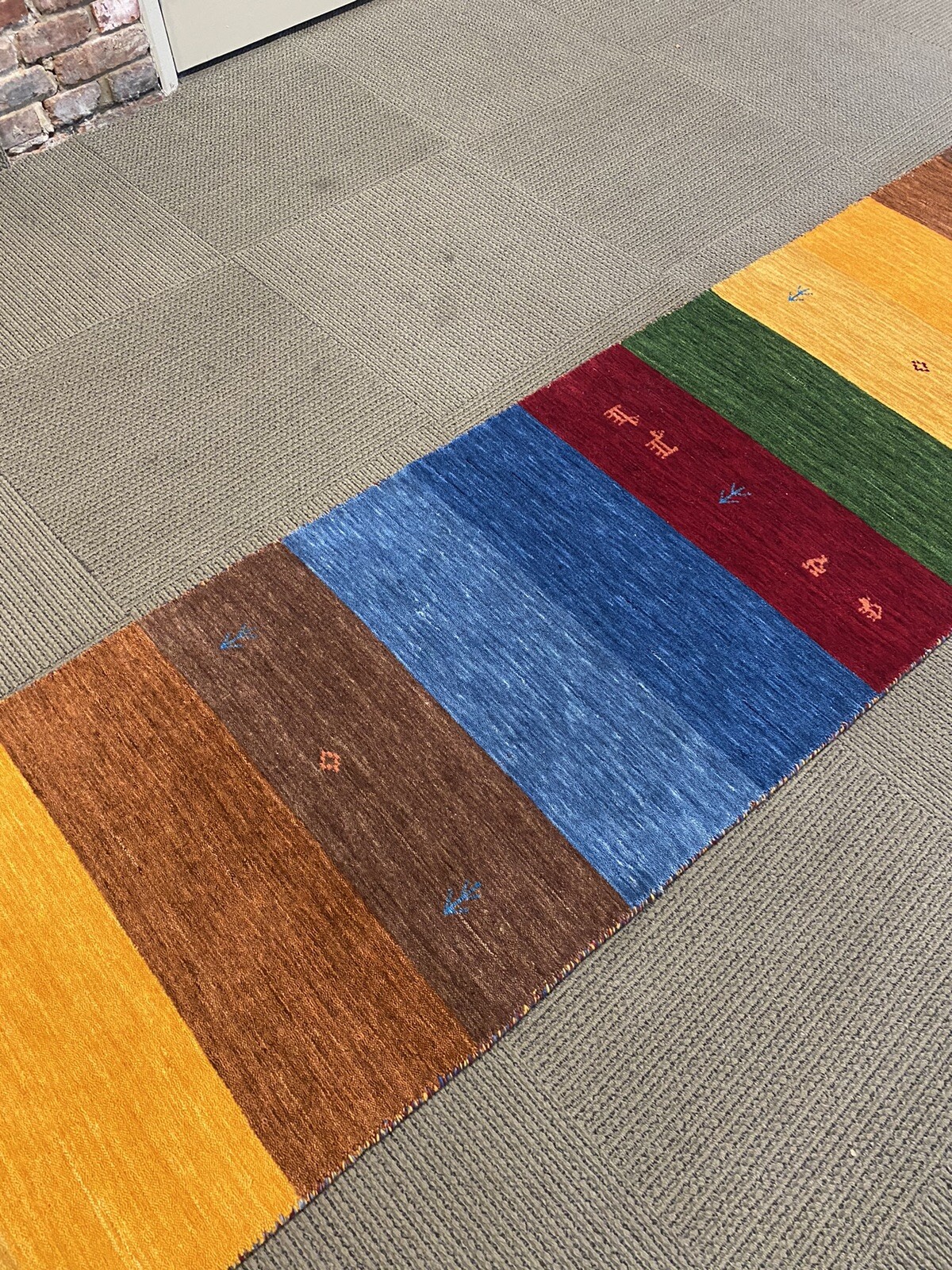 Stunning Tribal Gabbeh Runner Area Rug hand Woven Multi Rainbow 2.6 X 11.5ft