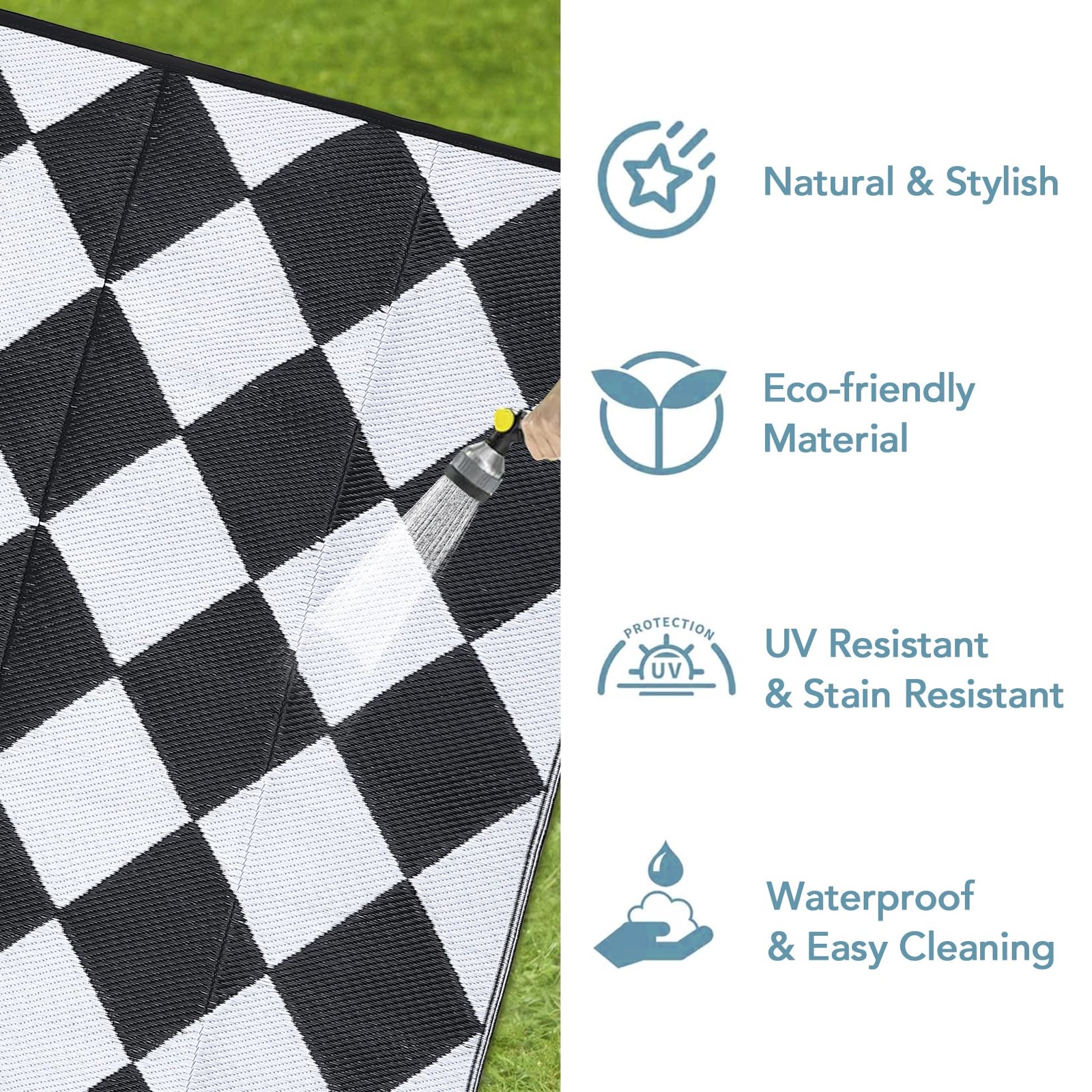 Outdoor Rug Waterproof Plastic Rug Reversible Rug Modern Washable Carpet Patios