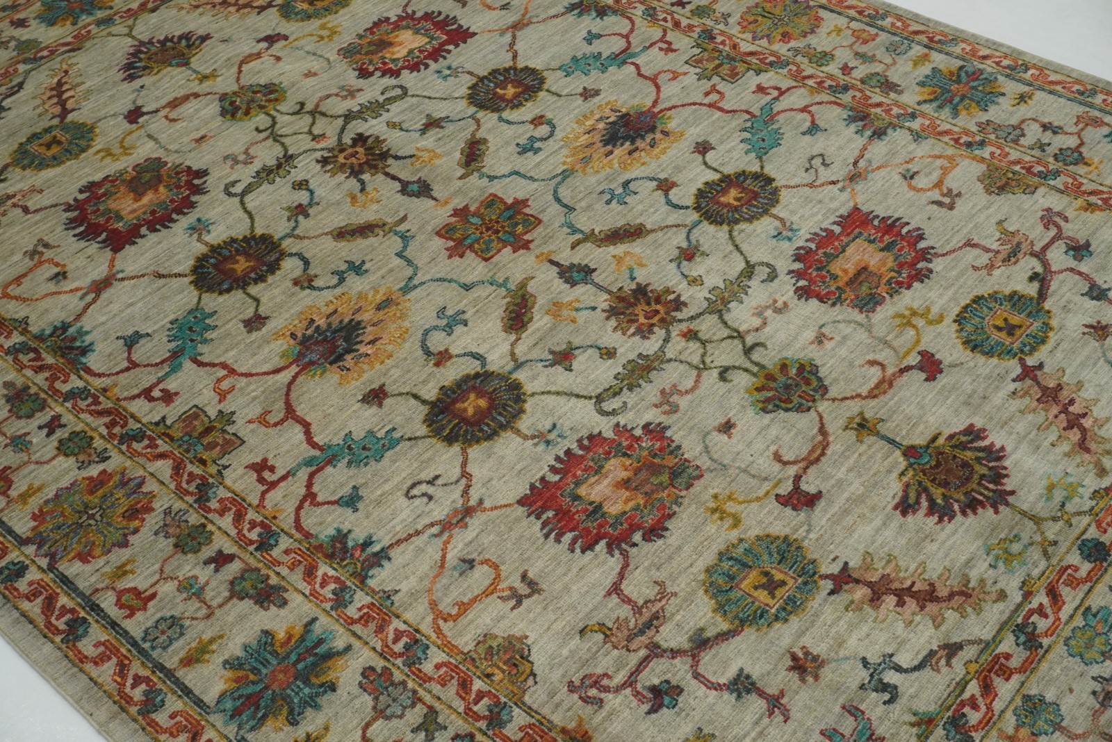 6×8 ft Blueish Gray Afghan Hand Knotted Wool Oriental Rug