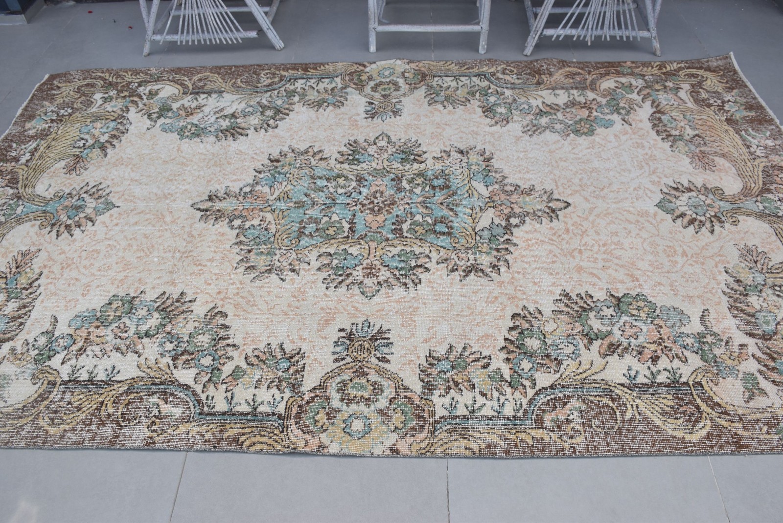 5,7×9,7 ft Large Vintage Rug, Brown Southwestern Turkish Rug