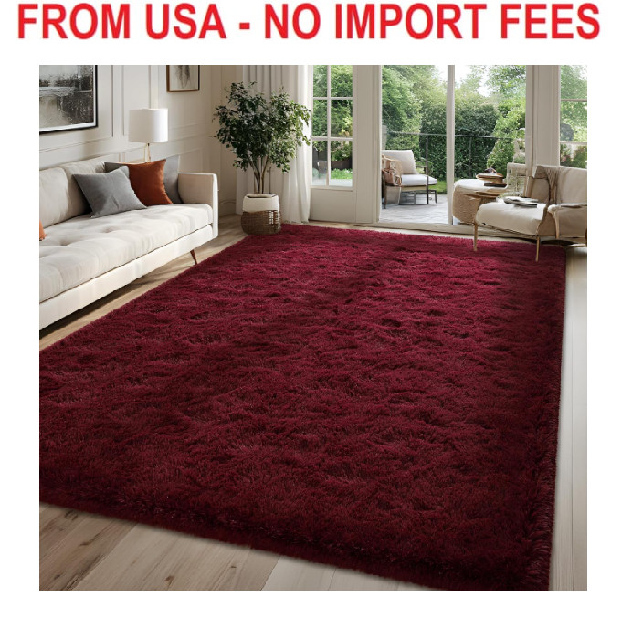 Fluffy Burgundy Red Rugs for Bedroom, 4×6 Feet Dark Red Area Rug for Living Room