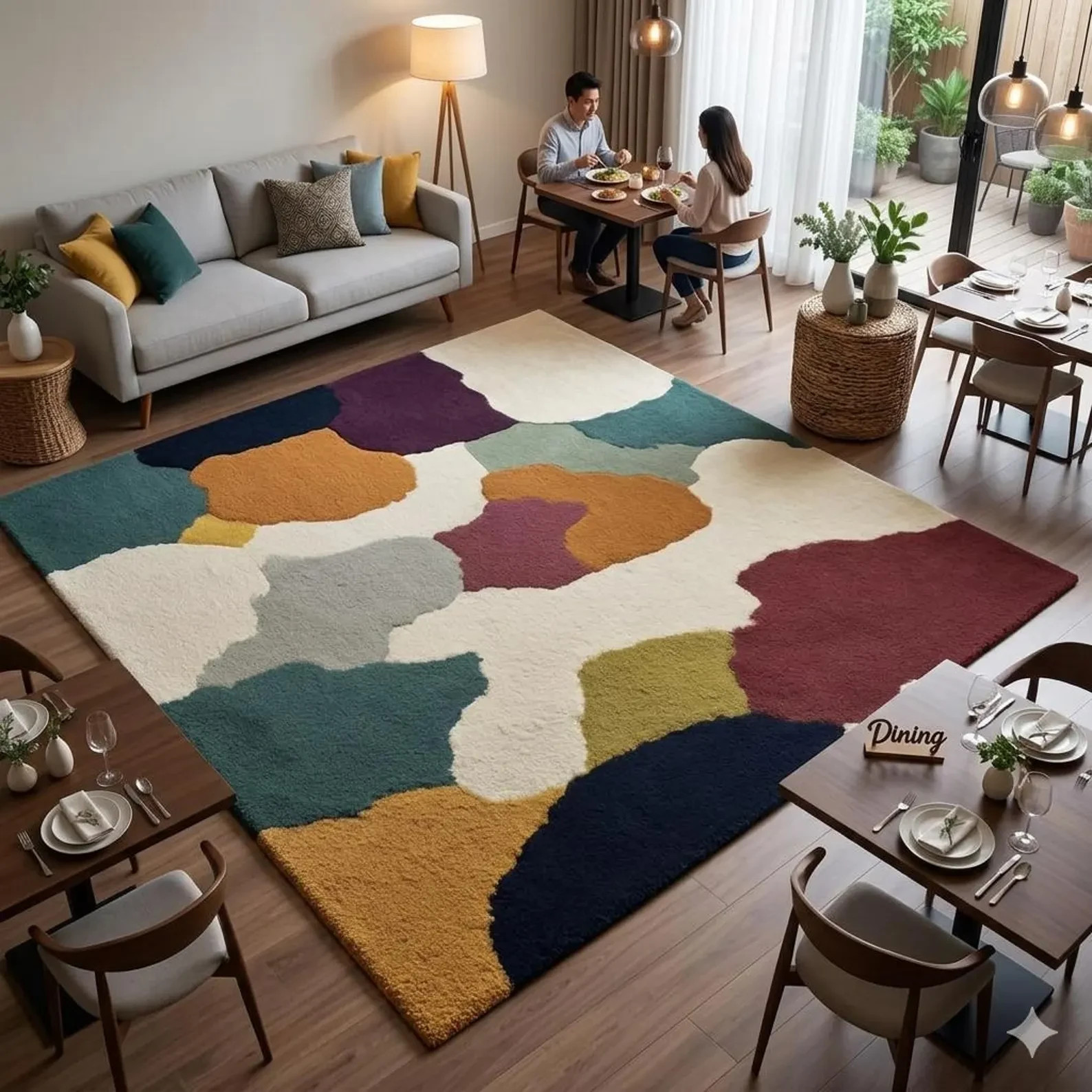 New Abstract Tufted Area Rug Modern Colorful Living Room, Handmade Luxury Carpet