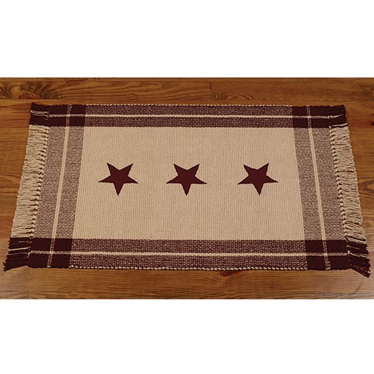 New Primitive BURGUNDY STARS FLOOR MAT Rug 24″x42″