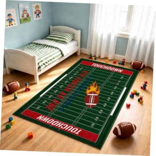 3×5 Football Rug for Bedroom Living Room, Washable Indoor Sport Field Area