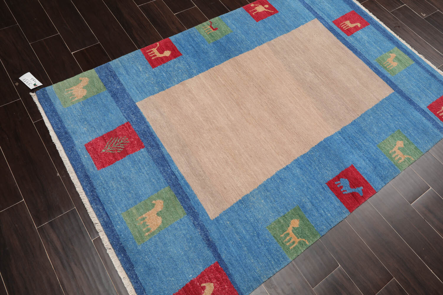 4×6 Beige Hand Knotted Tibetan Contemporary Wool Area Rug