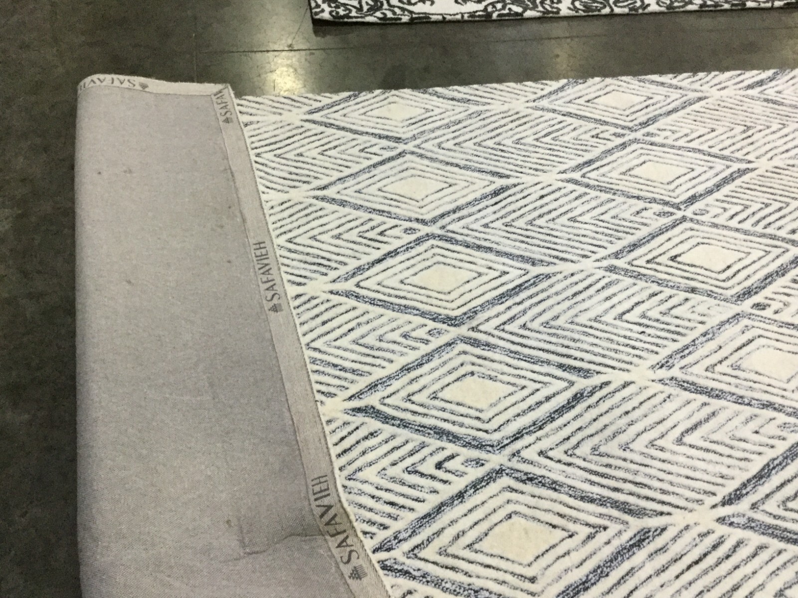 IVORY / CHARCOAL 9′ X 12′ Back Stain Rug, Reduced Price 1172663239 ABT350A-9