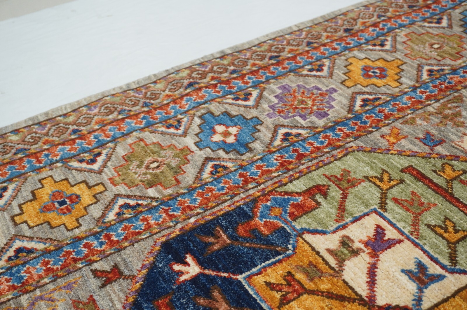 8 x 10 ft Taupe Gray Ersari Afghan Hand Knotted Veg dyes Wool Tribal Area Rug