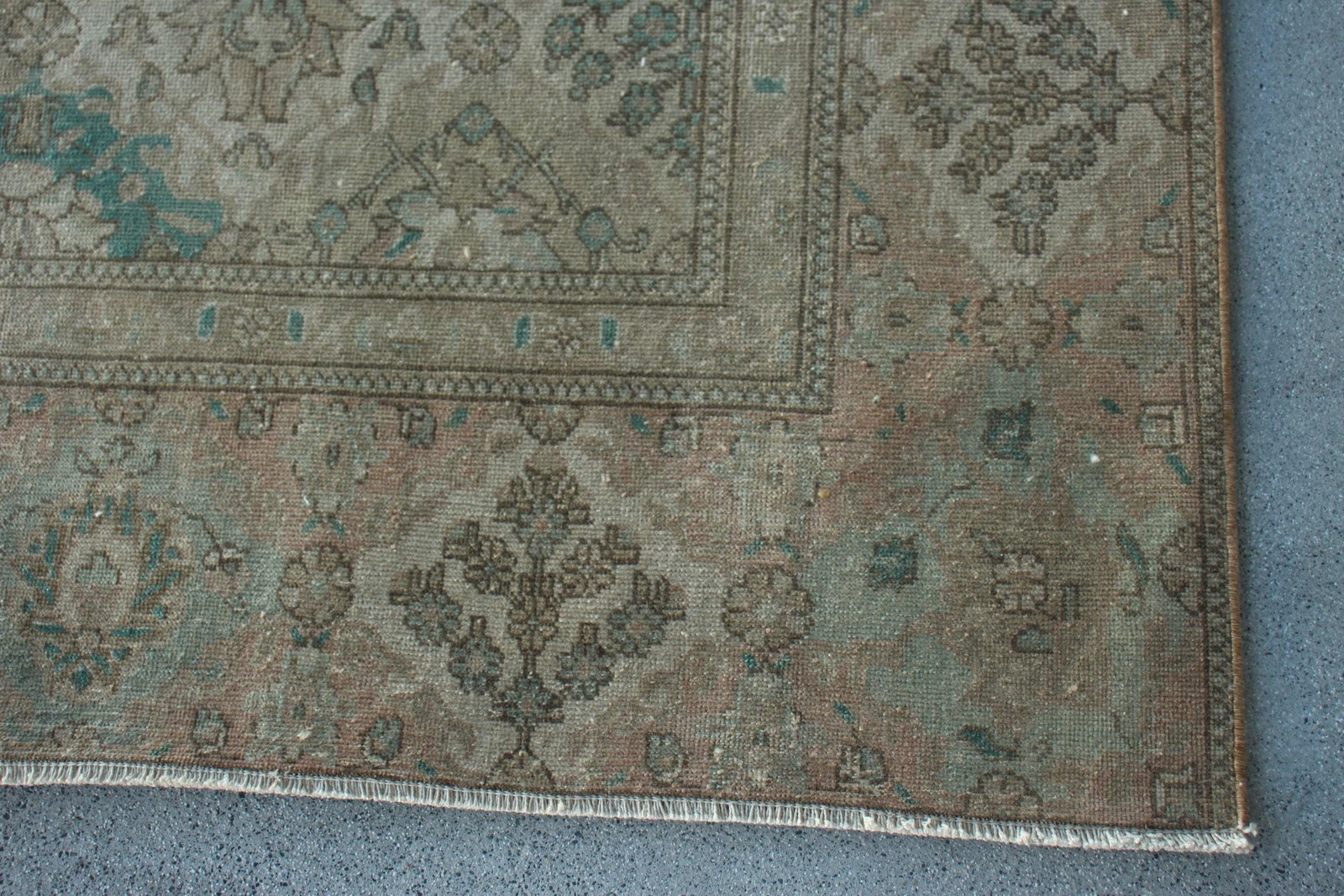 9,7×11,8 ft Rug, Turkish Vintage Rug, Brown Blue Check Wool Rug
