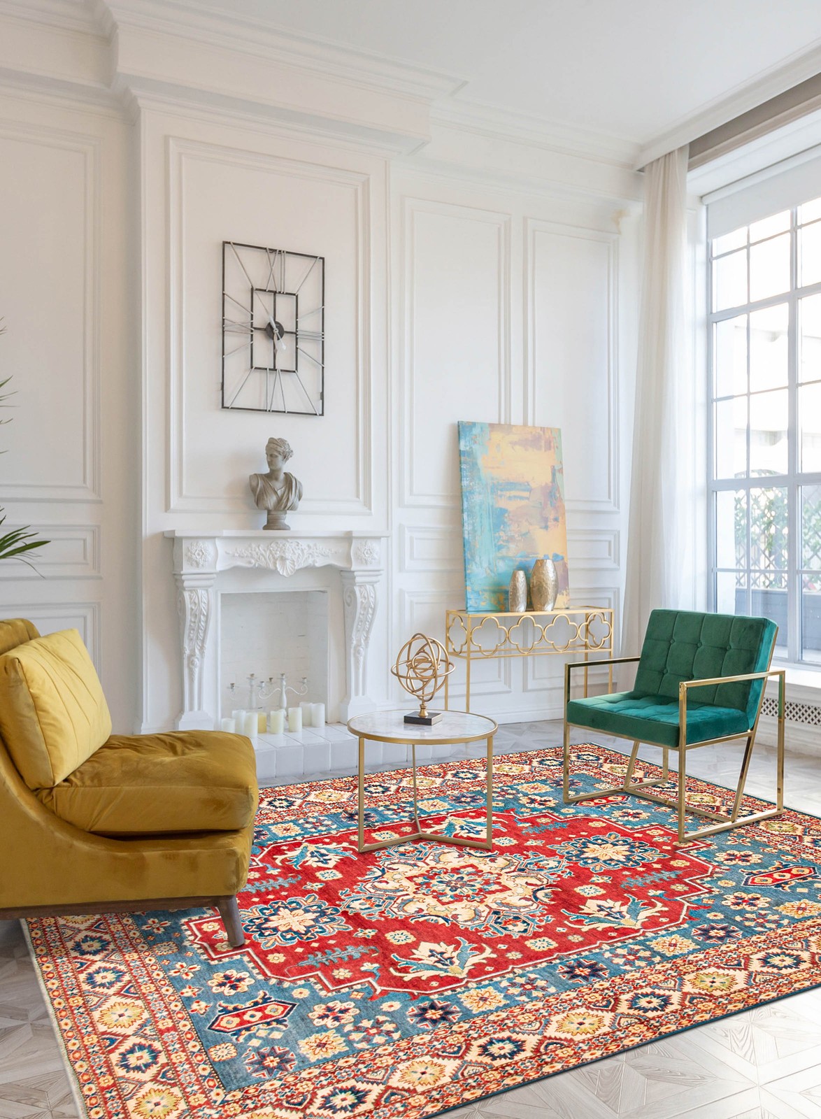 Traditional Hand-Knotted Geometric Carpet 7’11” x 9’9″ Oriental Wool Area Rug