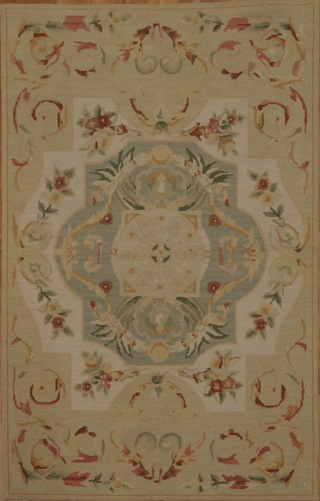 Aubusson Tapestries Chinese Accent Rug 3×4 Needle-Point Wool Victorian Style