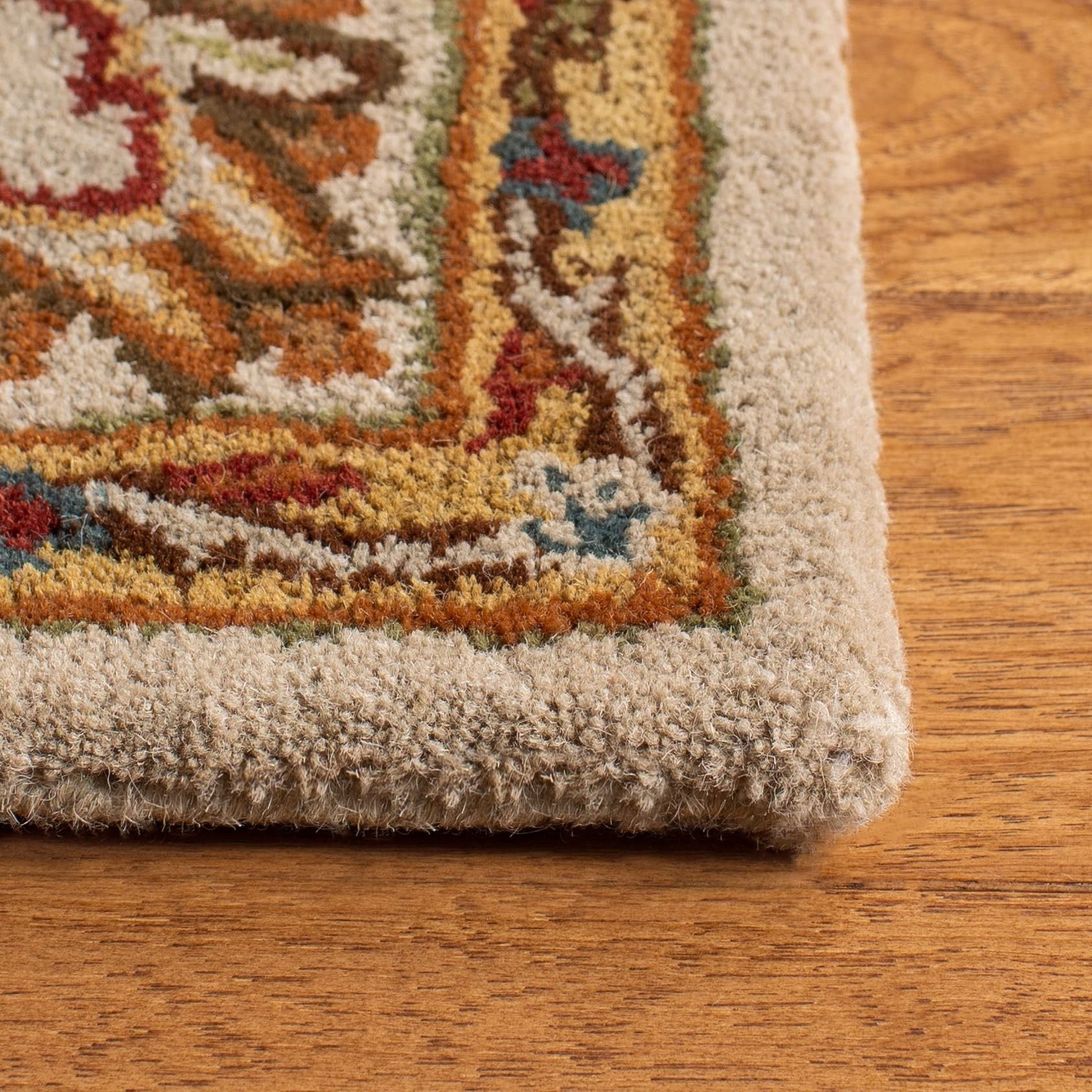 Classic Collection Accent Rug – 2’3″ x 4′, Ivory & Ivory, Handmade Traditiona…