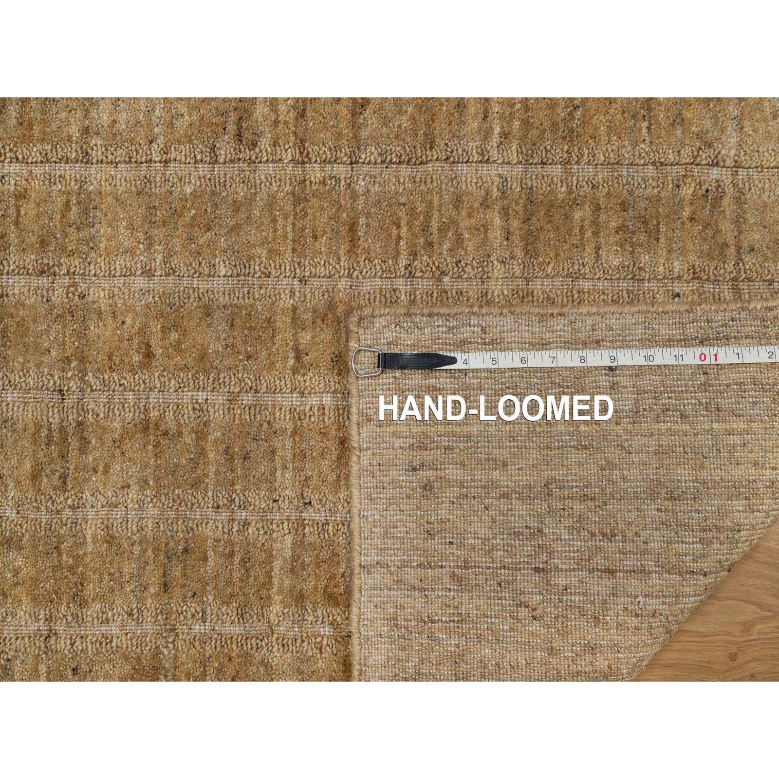 2’5″x8′ Brown Natural Wool Vertical Stripes Design Hand Loomed Runner Rug 92156