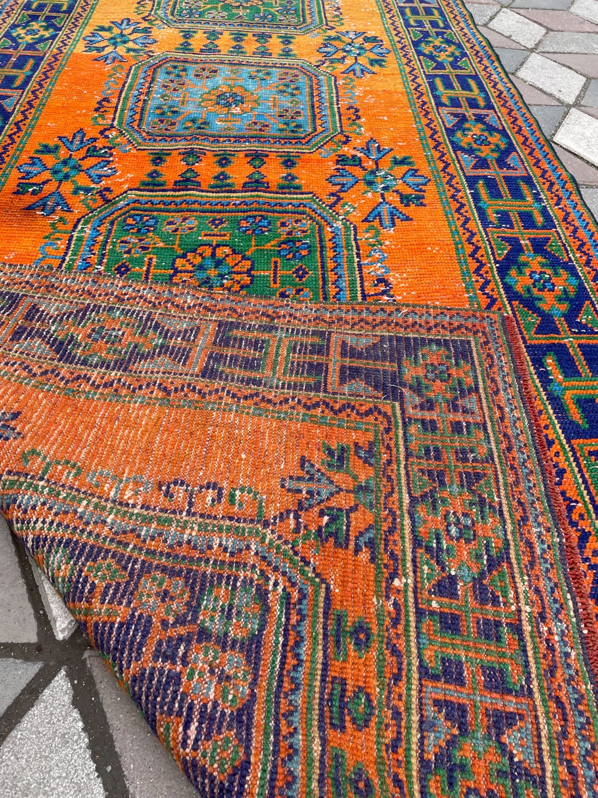 Orange runner rug 4.3 x 11.8 ft Orange wool rug Carpet for living room Orange ru