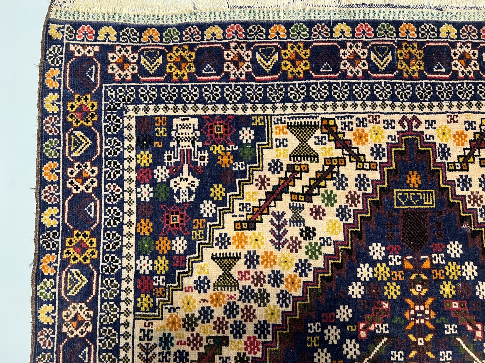 3’7 x 6’8 Ft Rare Afghan Baluchi Tribal Rug Geometric Nomadic Carpet Handmade