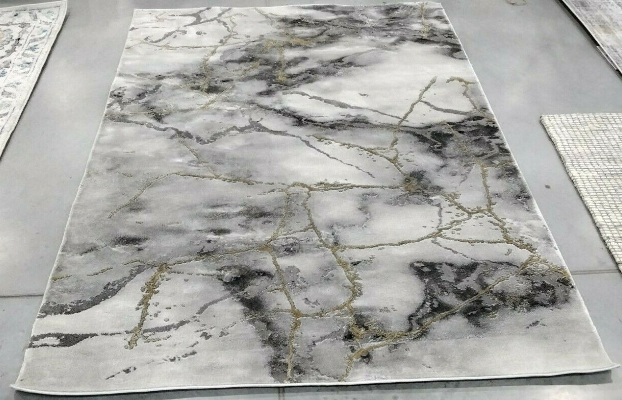 GREY / GOLD 5′-3″ X 7′-6″ Stained Rug, Reduced Price 1172711712 CFT877F-5