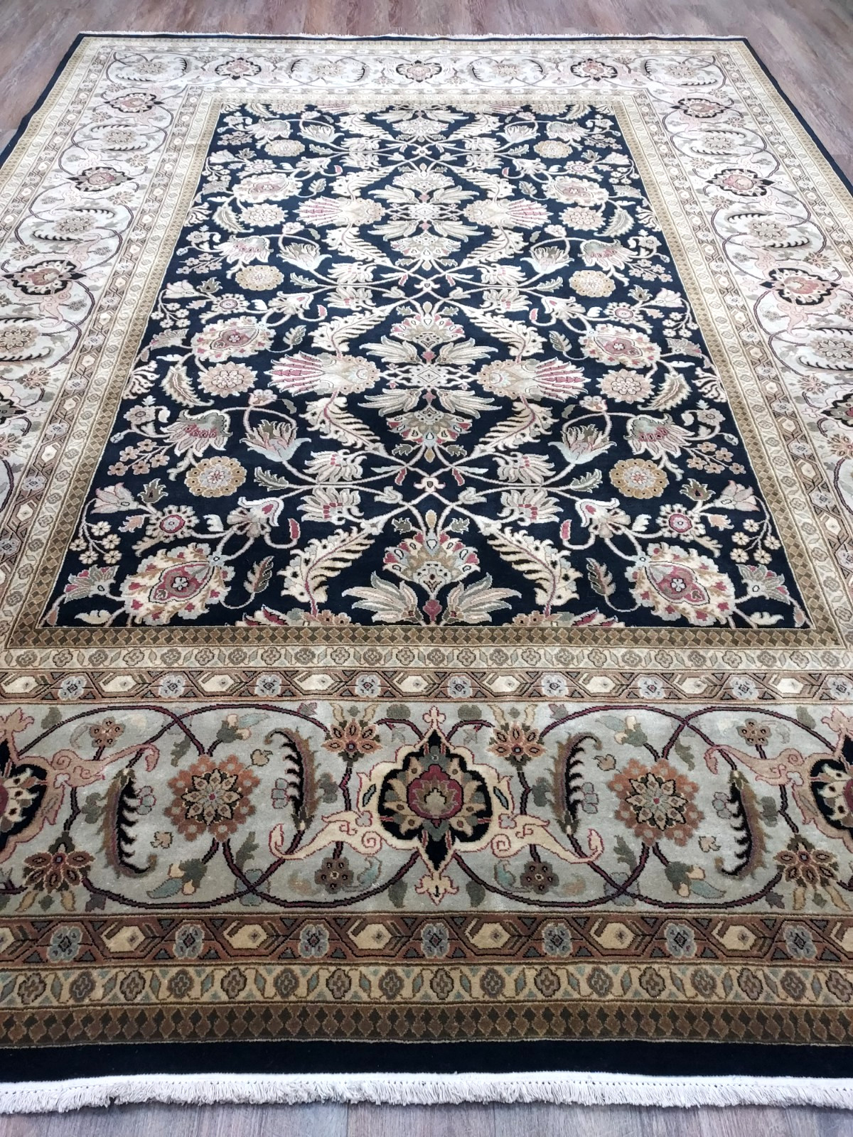 Turkish Silk&Wool Hand Made Bohemian Royal Classic Design, Turkish Rug 9×12.5Ft