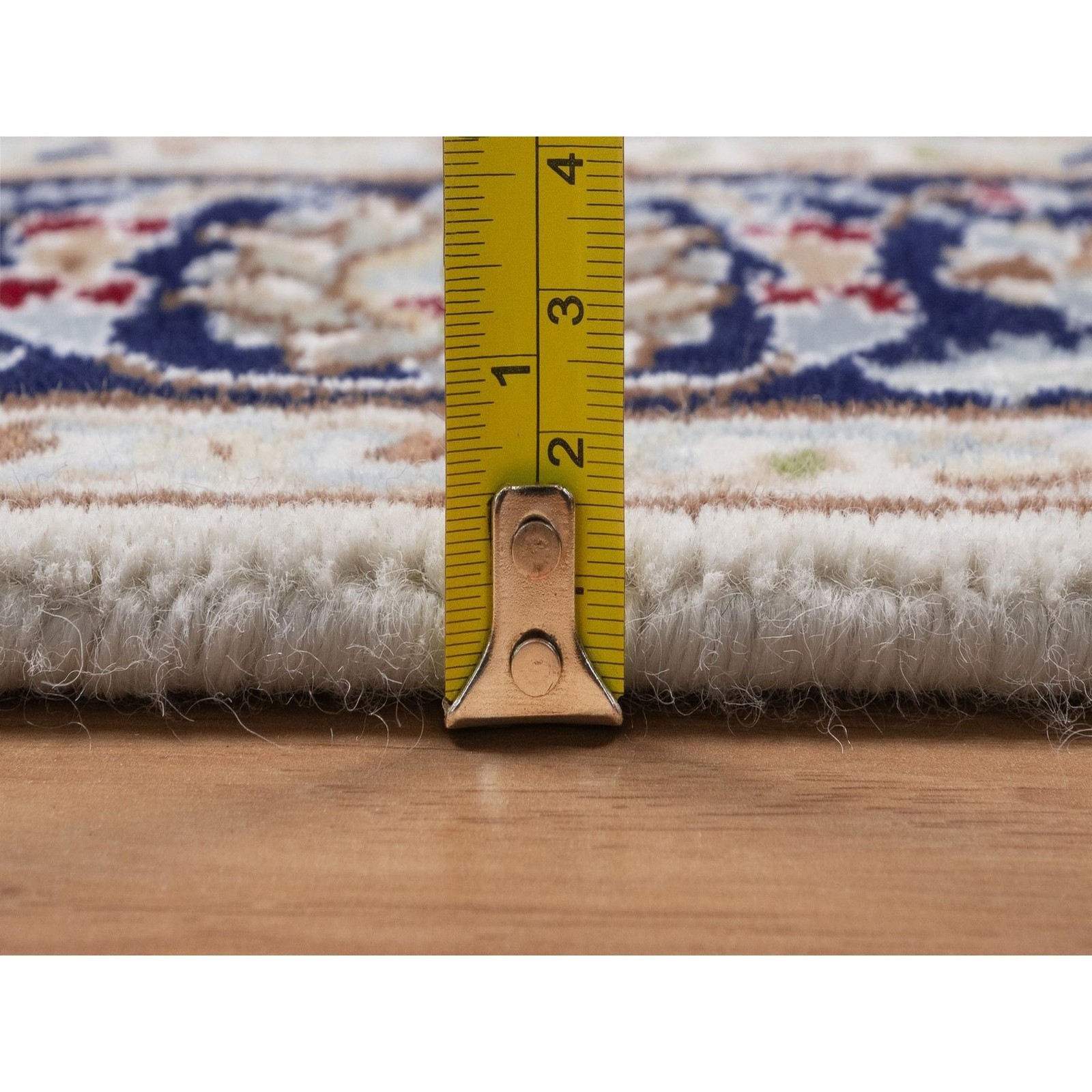 3’1″x5’2″ Ivory Hand Knotted Nain with All Over Design Wool and Silk Rug 92464