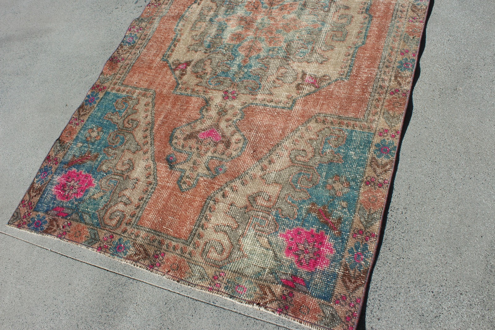 4,1×7,3 ft Turkish Vintage Rug, Area Rug, Brown Wool Rug