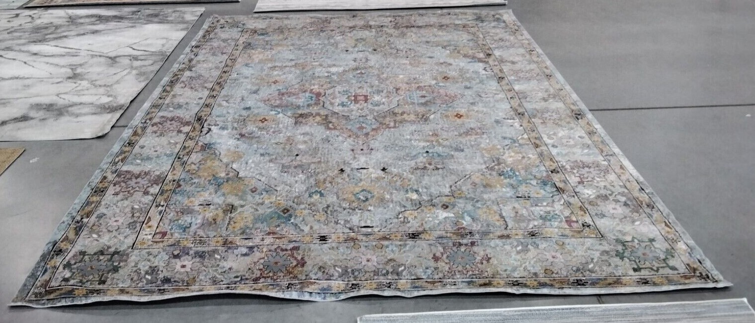BEIGE / BLUE 10′ X 14′ Back Stain Rug, Reduced Price 1172722416 ARA183E-10