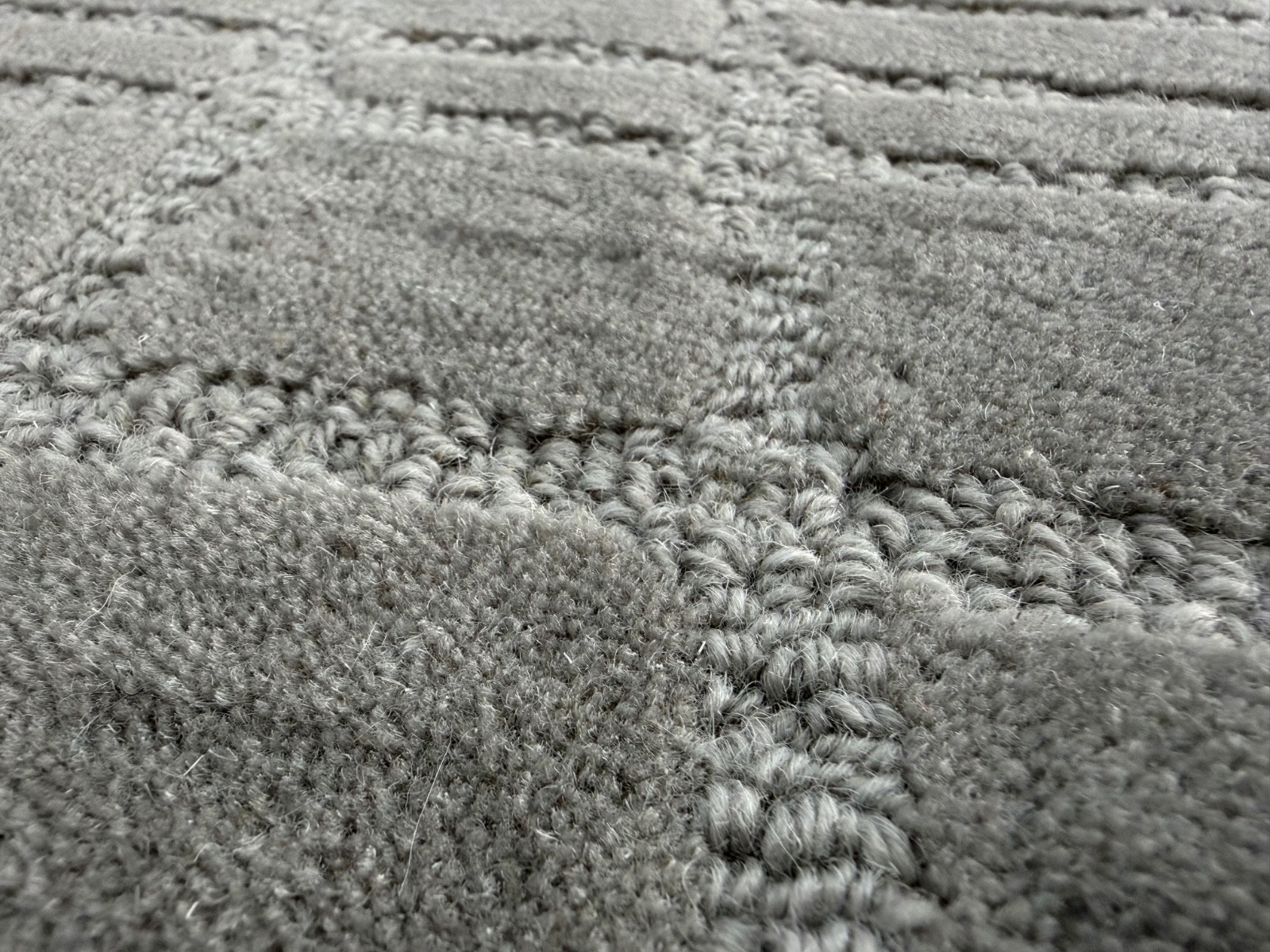 Hand Tufted Wool Rug for Kids Teens 2×3 ft Grey Minimalist Geometric Grid Lines