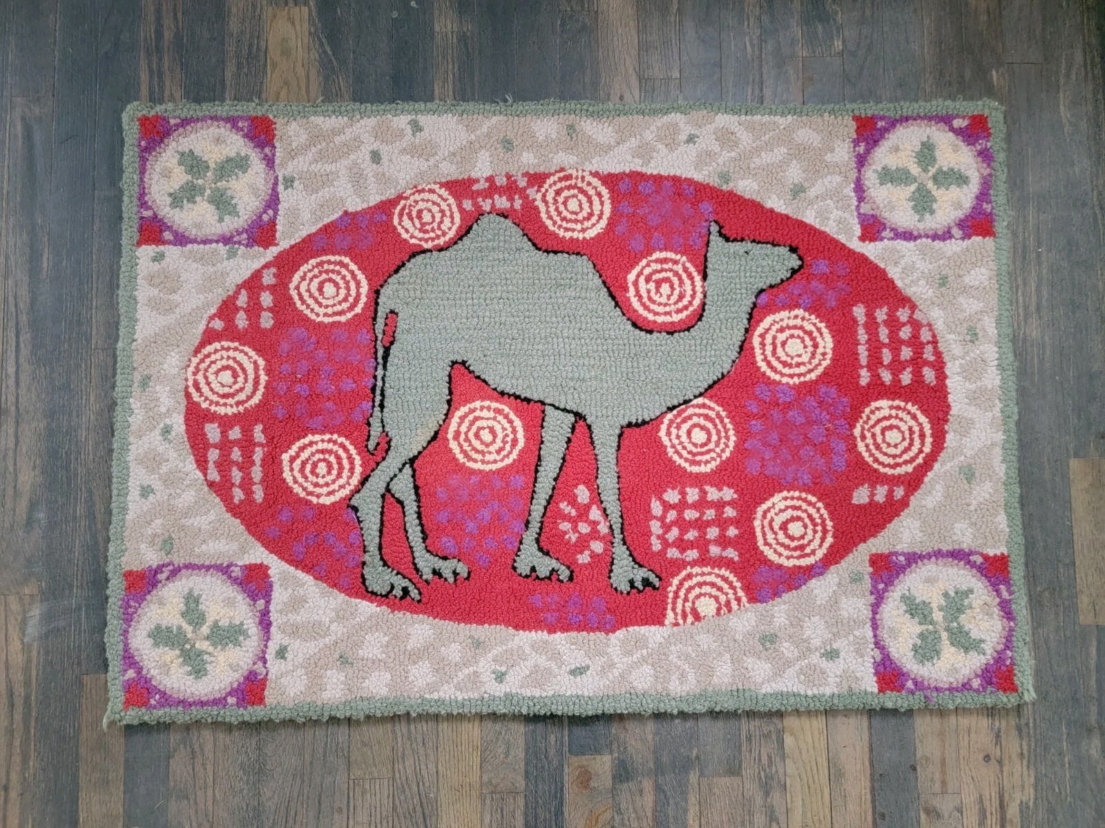 NICE! Rare Camel Handmade Wool Rug | Susan Sargent Designs HTF Hooked