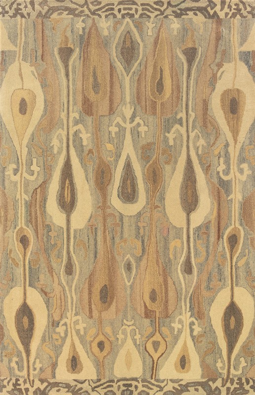 Ivory Ikat Tear Drop Striped Muted All-Over Area Rug 68000 – Aprx 8′ x 10′