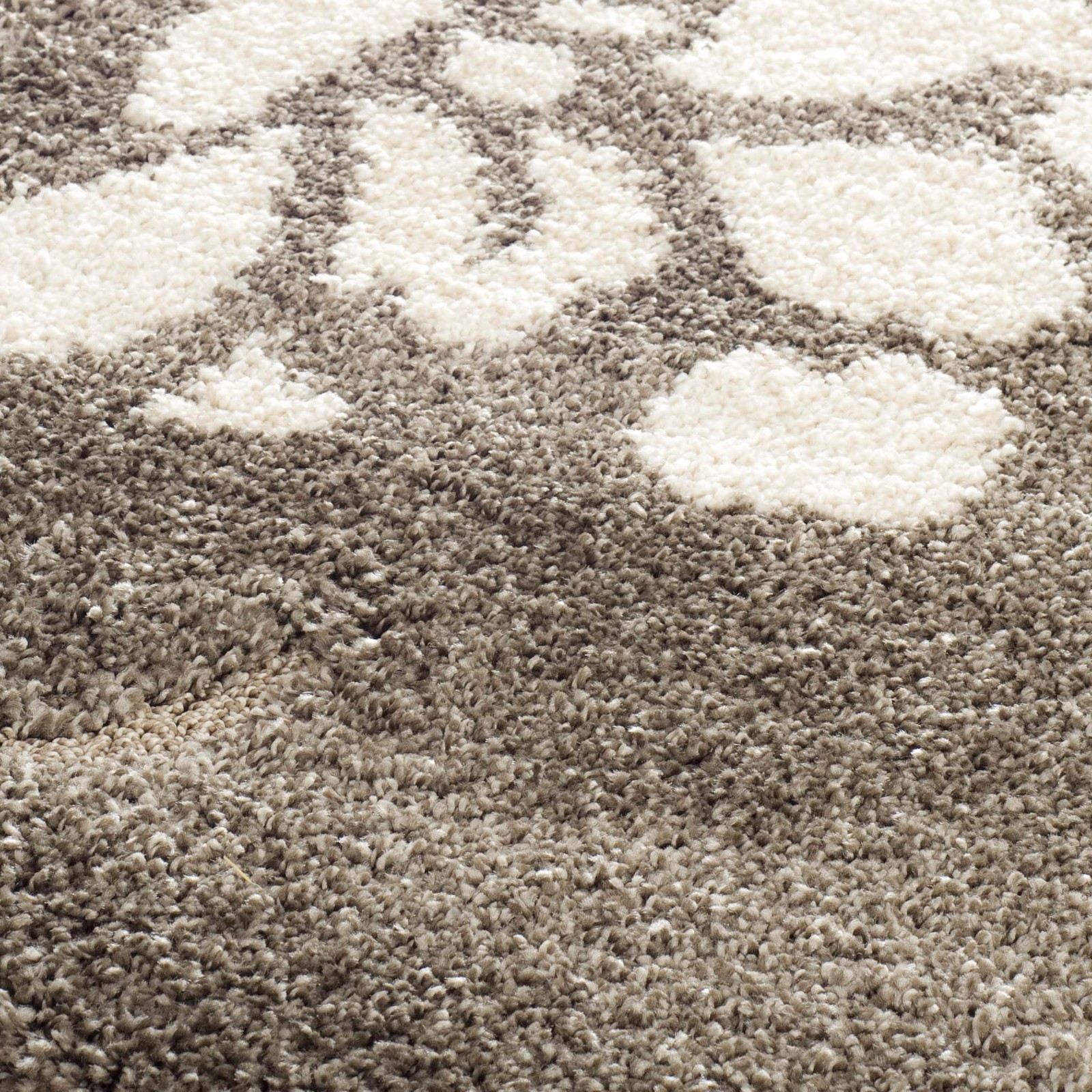 Florida Shag Collection Area Rug – 5′ Round, Smoke & Beige, Floral Design, Non-S