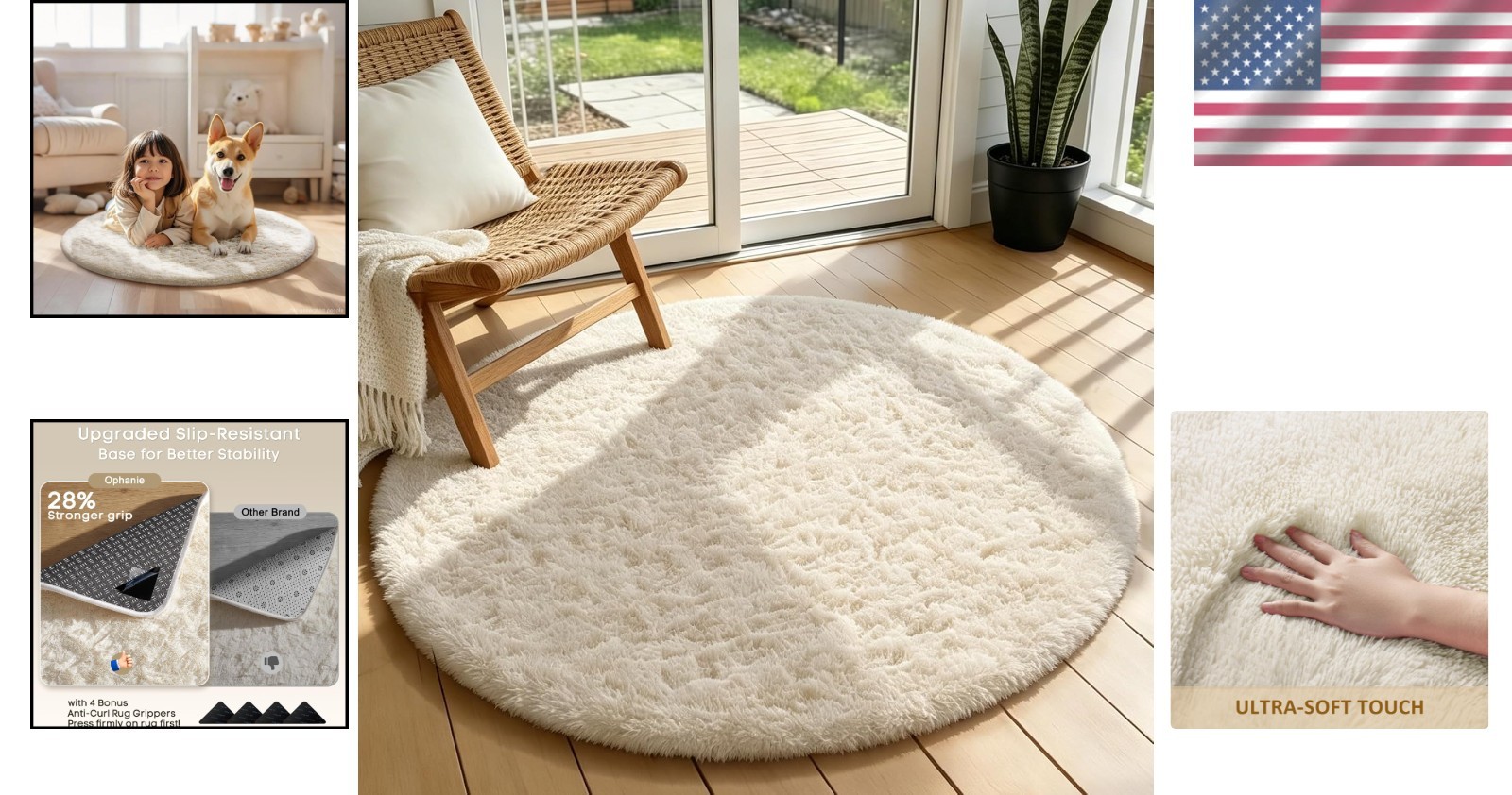 Elegant 3′ Ivory Circle Area Rug – Perfect for Nursery & Living Room Decor