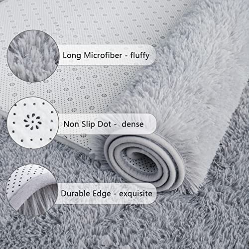 Soft Fluffy Area Rugs Plush Rug for Living Room Bedroom Shag 2×6 Feet Grey