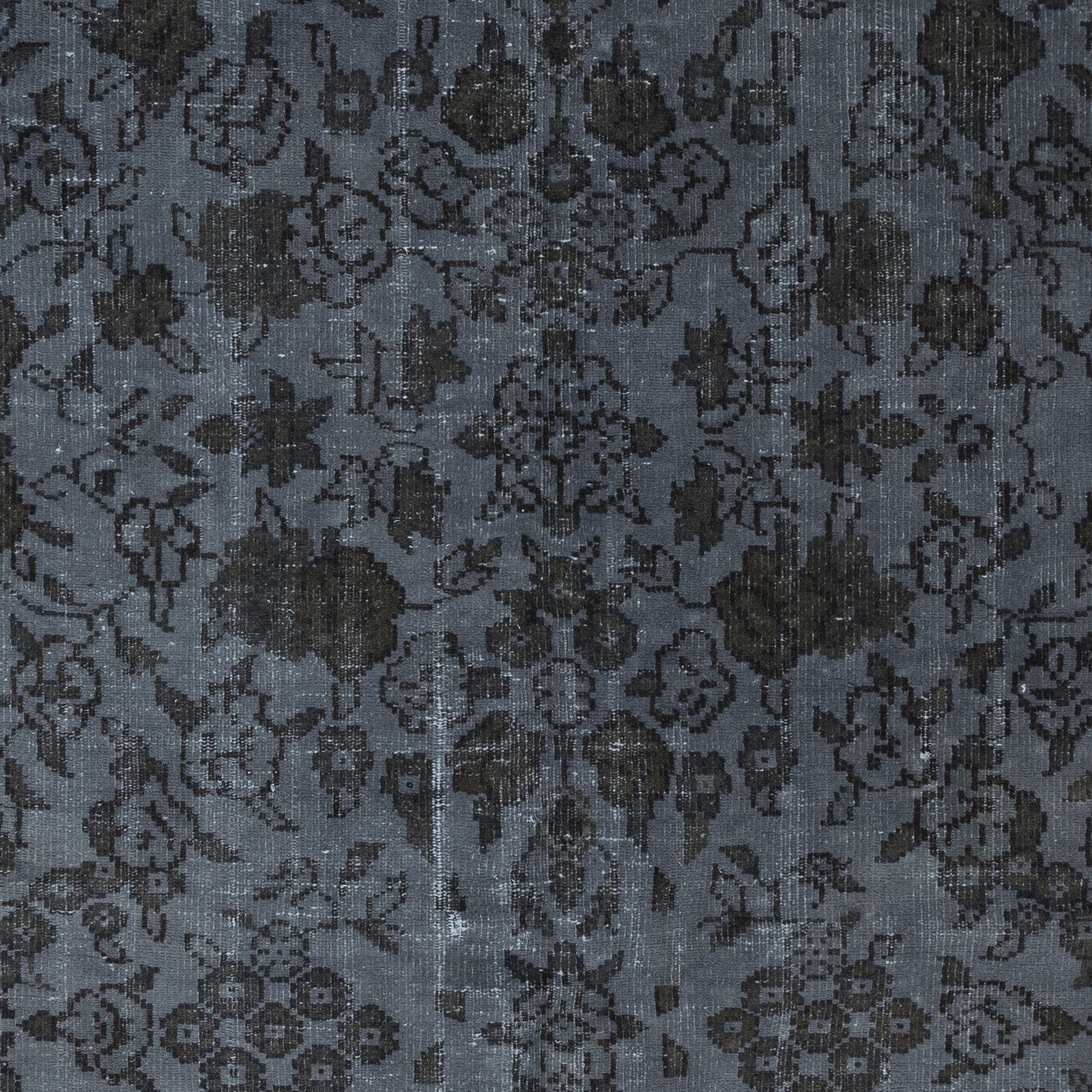 4.8×8 Ft Handmade Turkish Rug with Dark Gray Background and Brown Floral Pattern