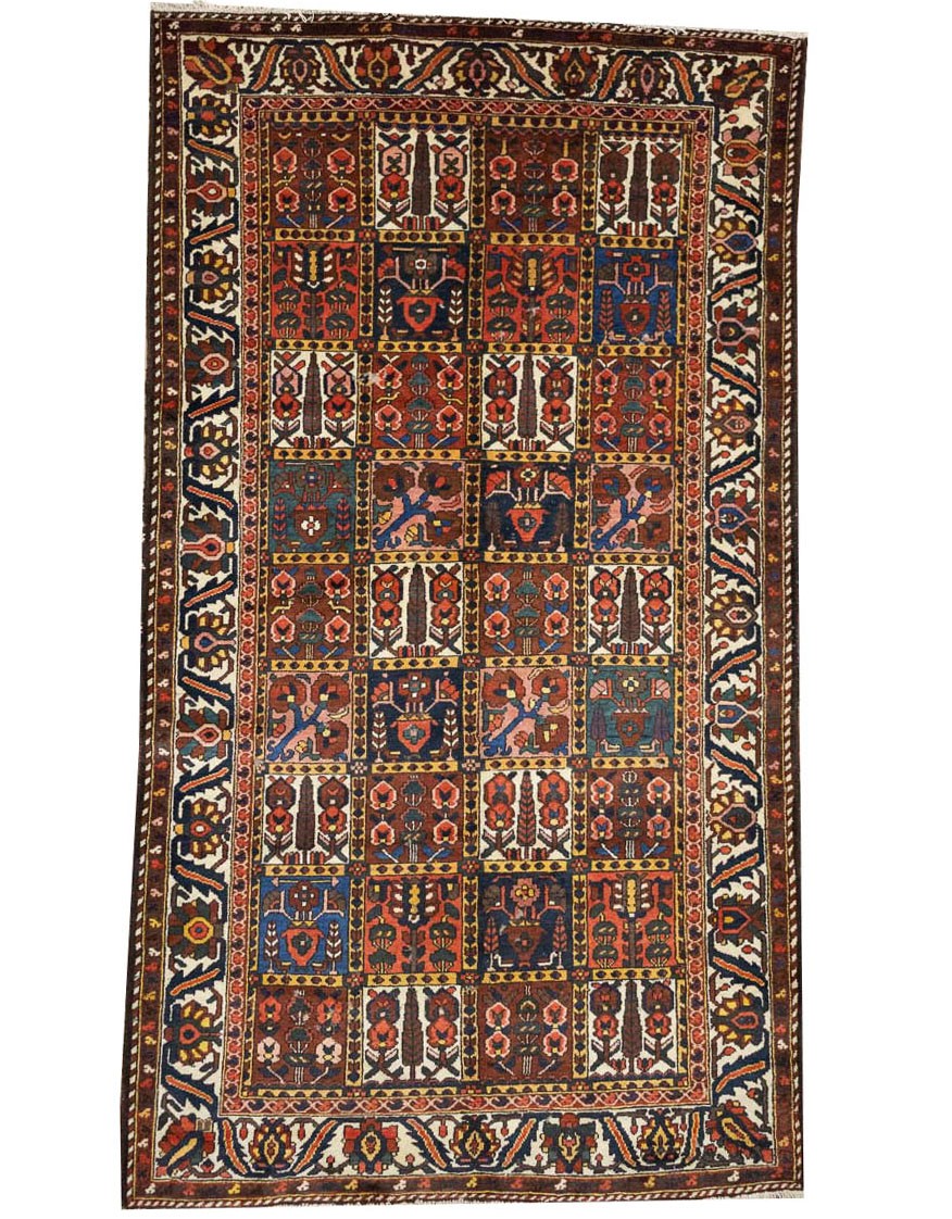 Semi-Antique Large Floral Tribal Oriental Wool Rug Distressed Carpet 5’6×10’0 Ft