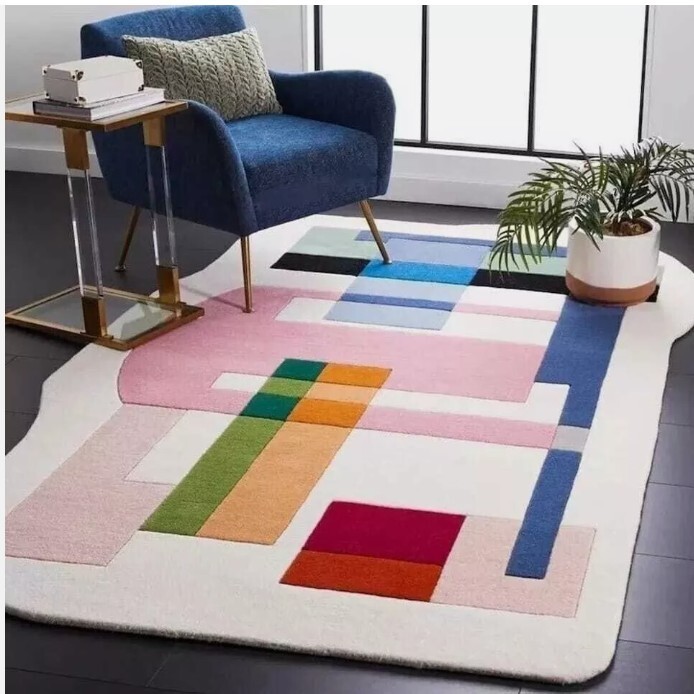 Designer Wool Area Rug – Hand Tufted Carpet for Bedroom, Living Room, Office A1