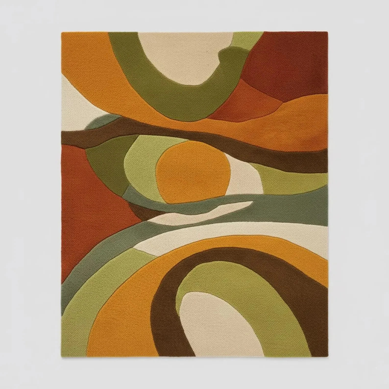 hand tufted NZ Wool Mid-Century Modern Wool Rug: Wavy Abstract Design carpet